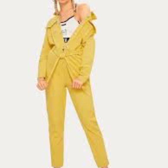 COPY - Solid Flap Pocket Front Belted Denim Overalls - Picture 4 of 5